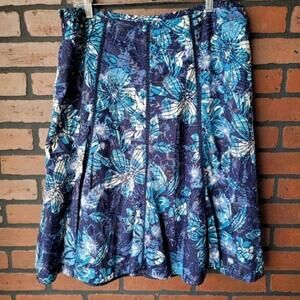 Chico's Blue Floral Embroidered Skirt